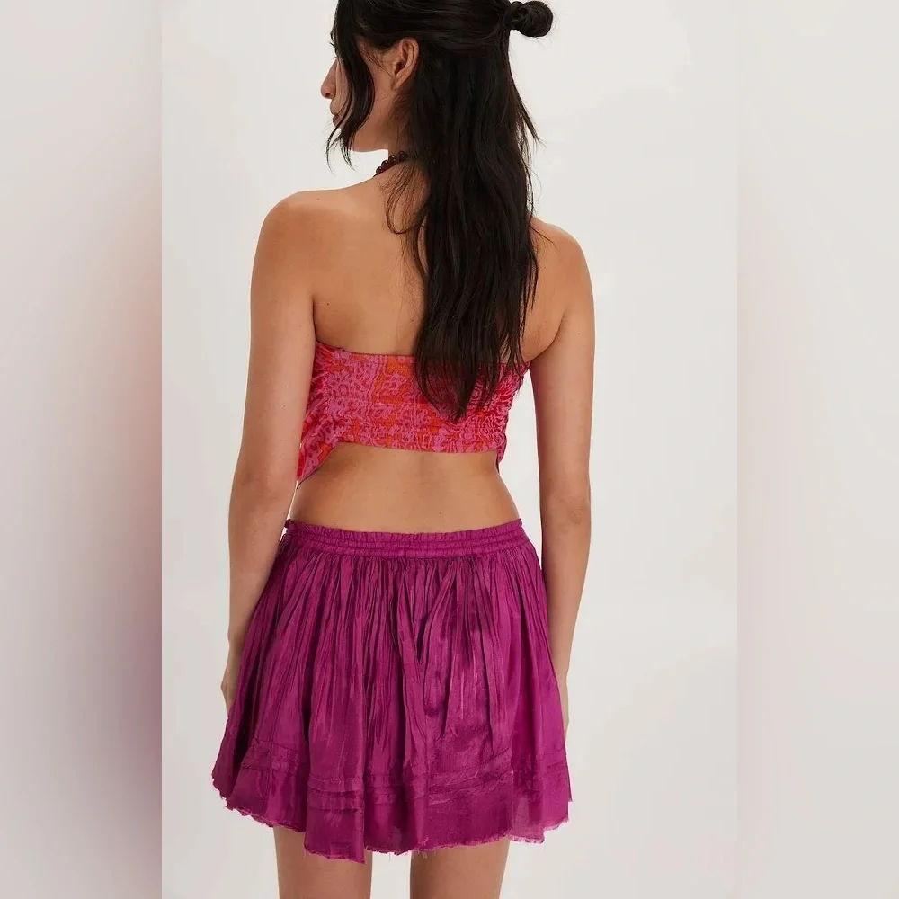 FREE PEOPLE Charm Shine Mini skirt  NWT  SMALL RASPBERRY color❤️